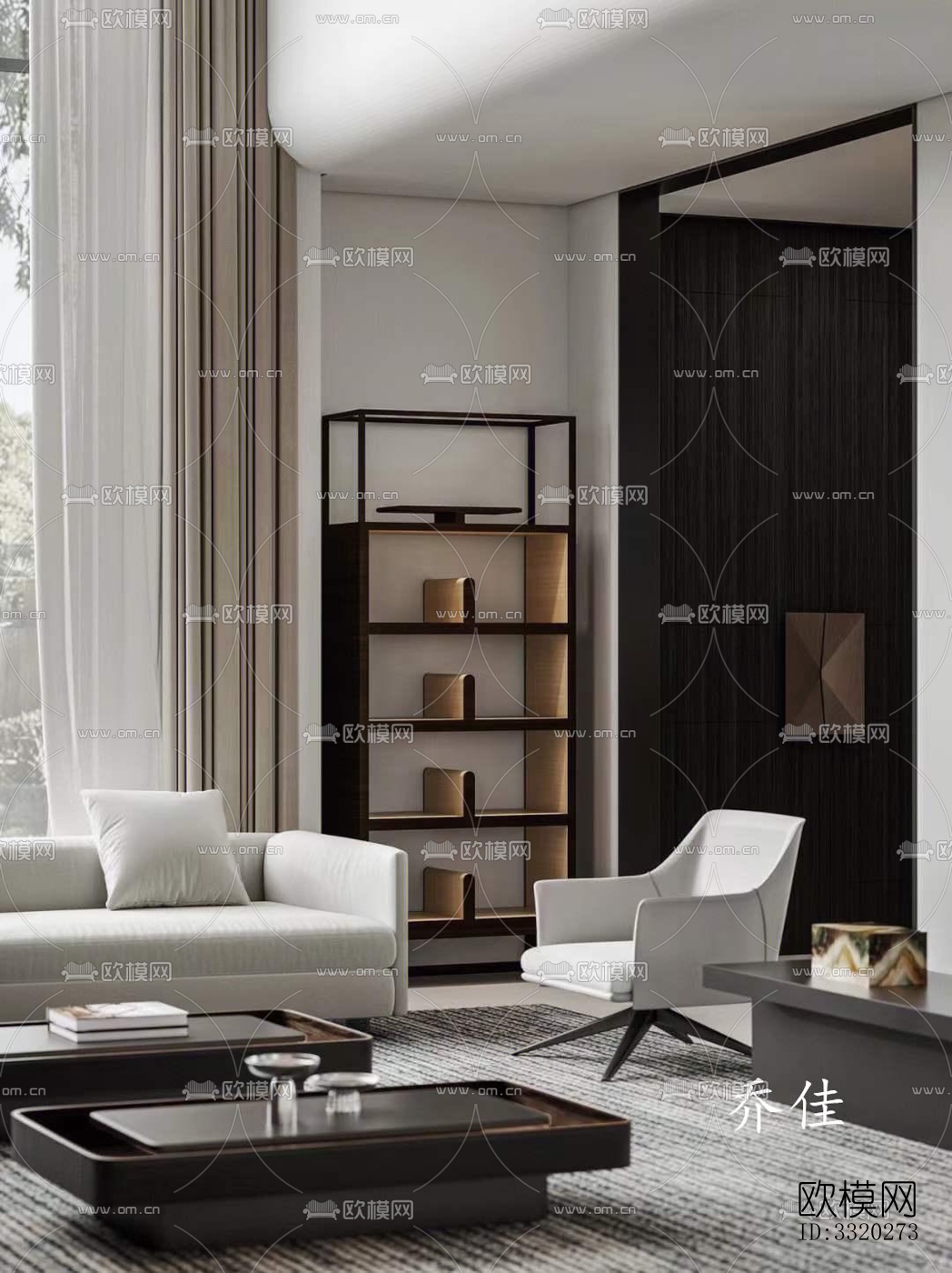 现代客厅效果图下载（渲染图1）