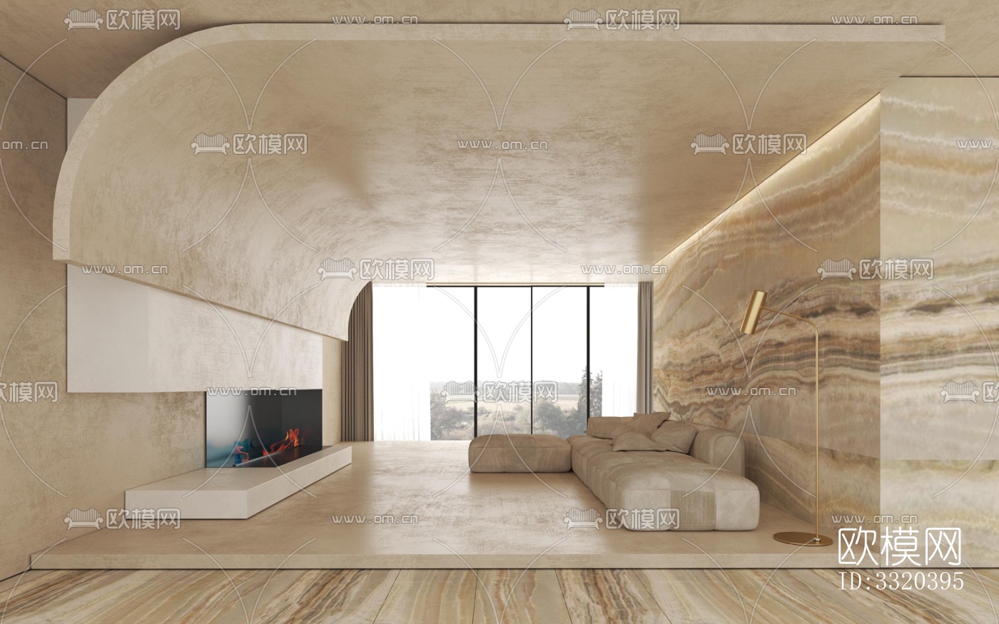 现代客厅效果图下载（渲染图1）