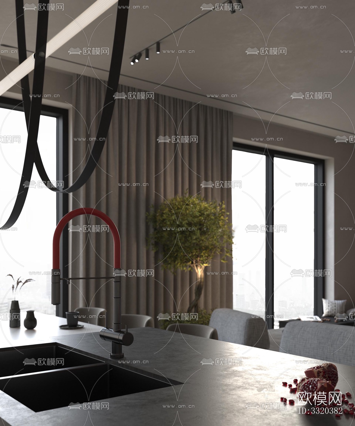 现代客厅效果图下载（渲染图10）