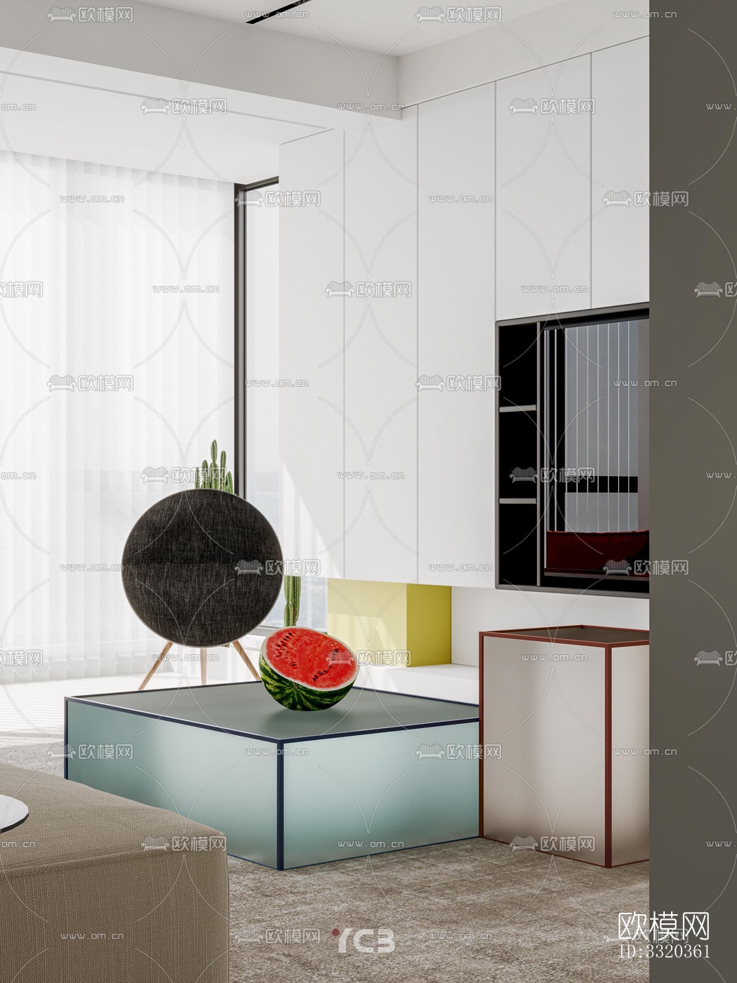 现代客厅效果图下载（渲染图2）