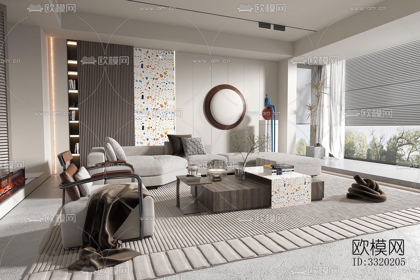 现代客厅效果图下载（渲染图2）