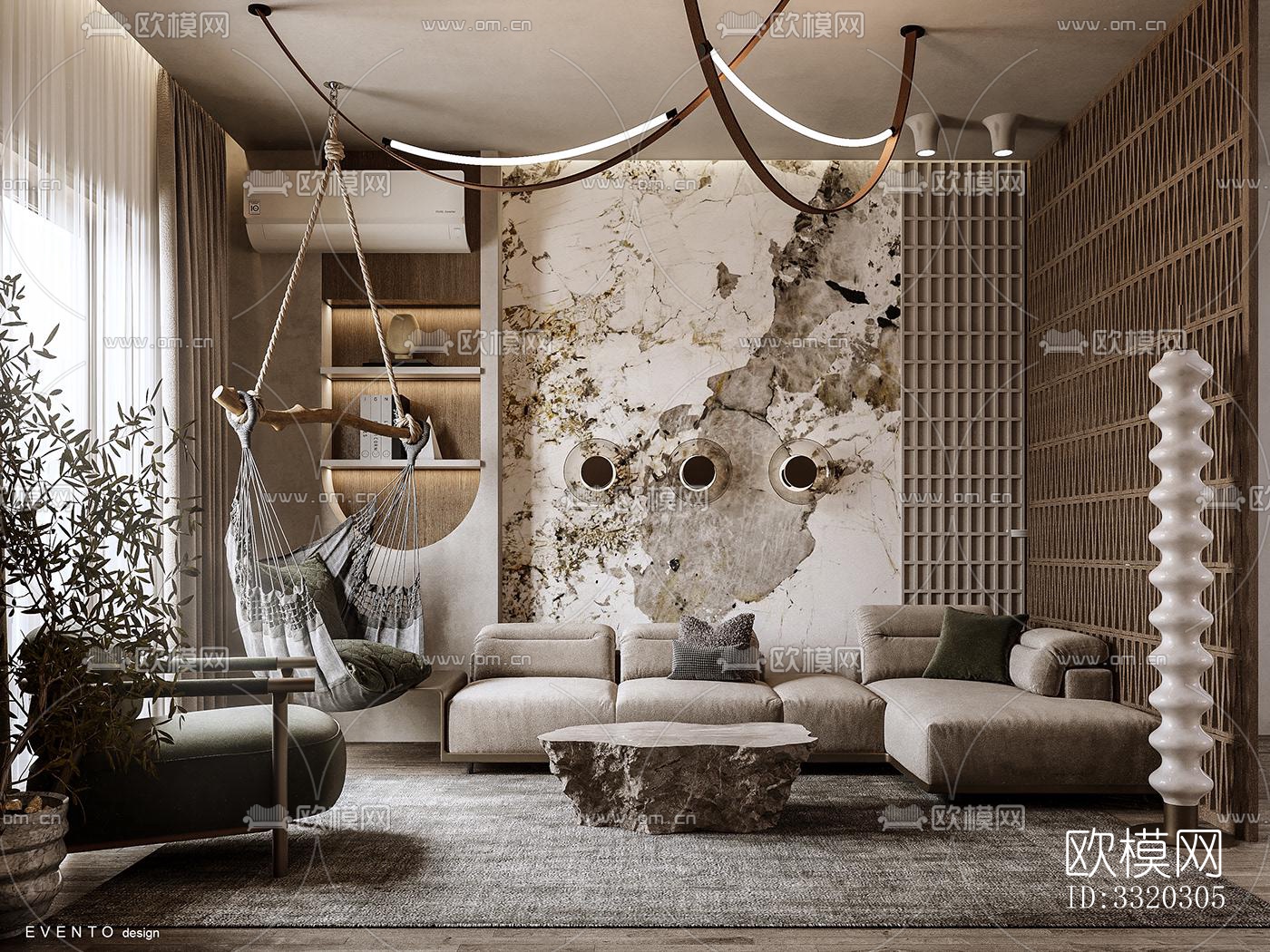 现代客厅效果图下载（渲染图5）