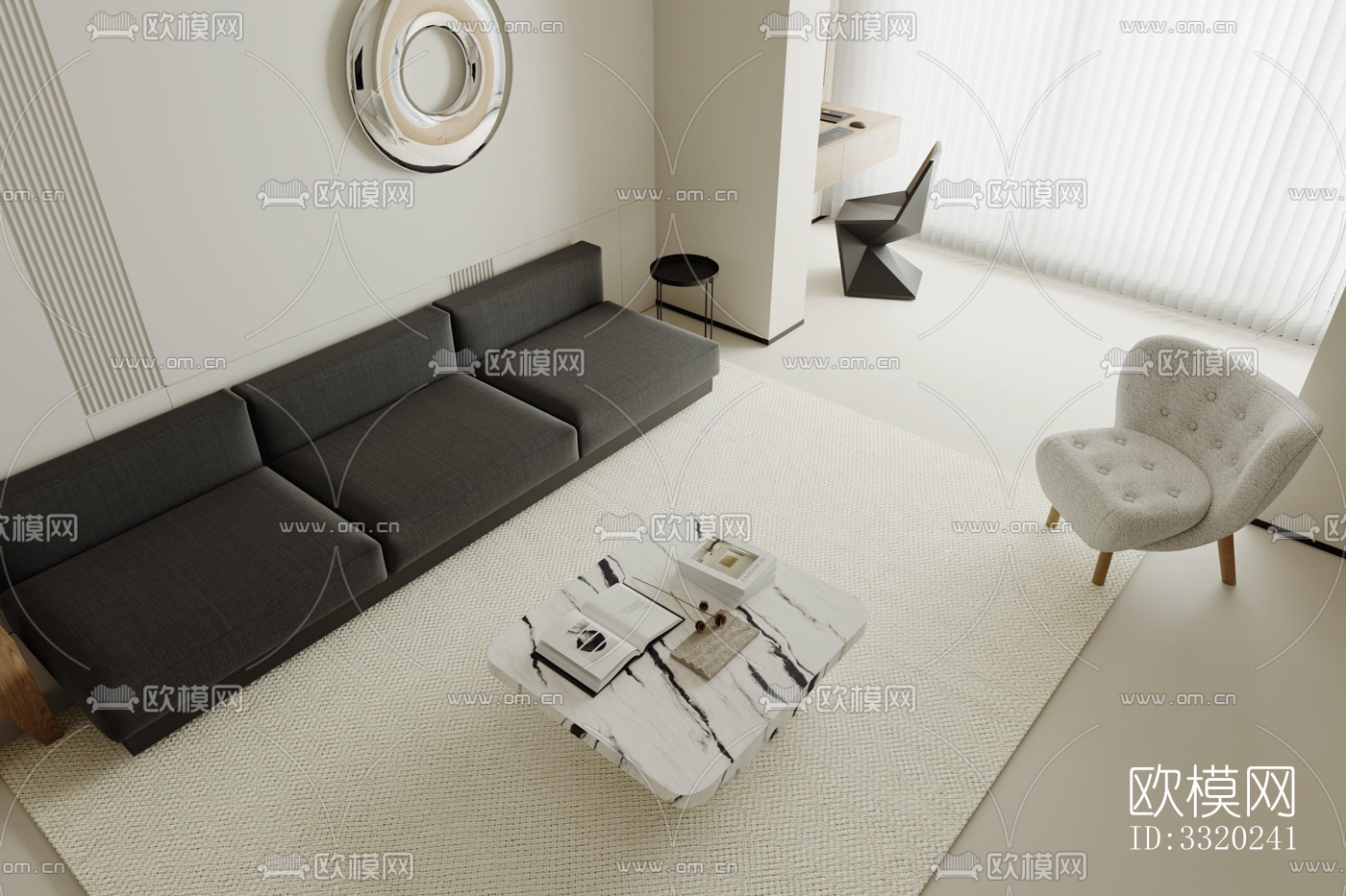 现代客厅效果图下载（渲染图2）