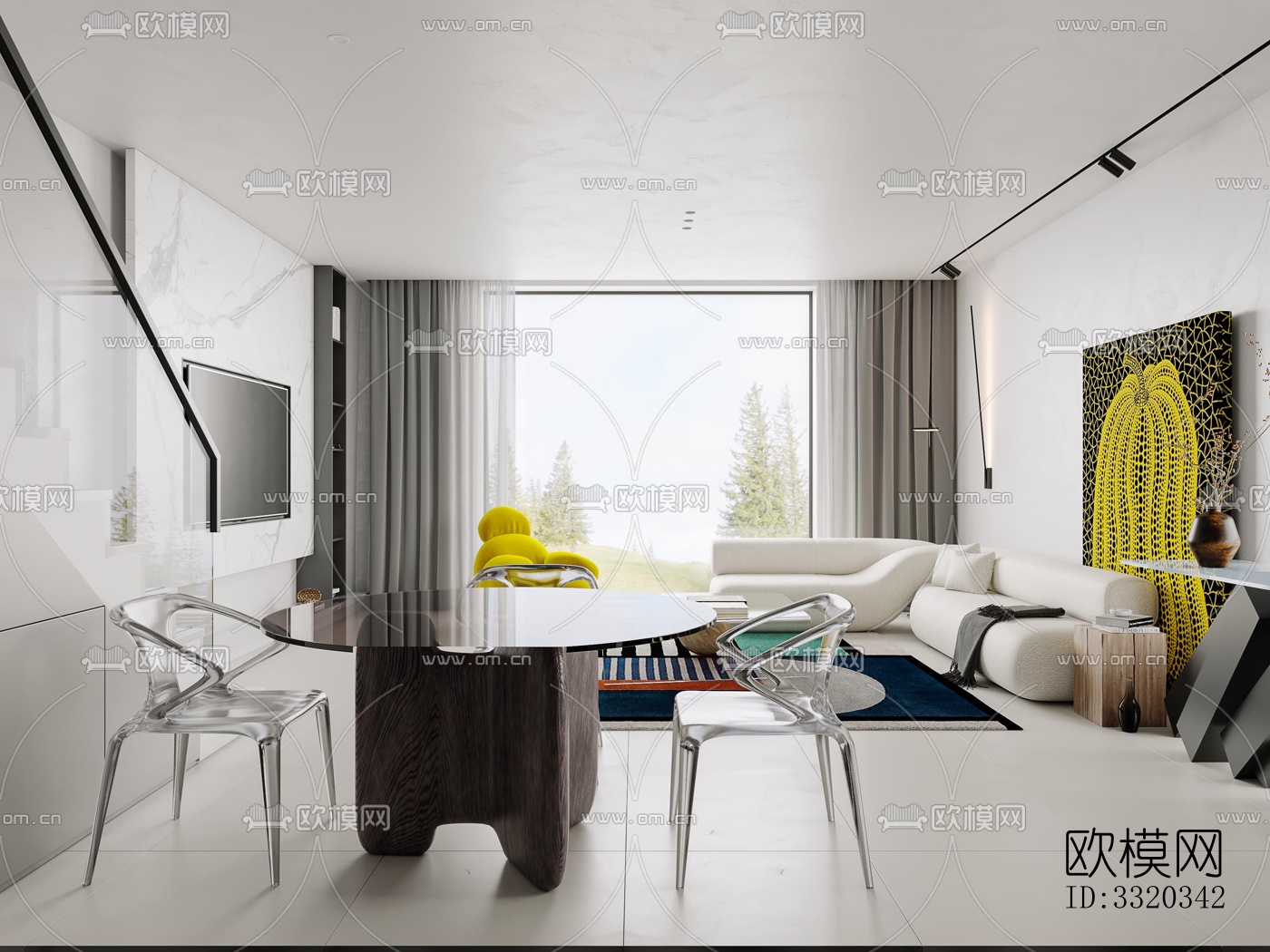 现代客厅效果图下载（渲染图7）