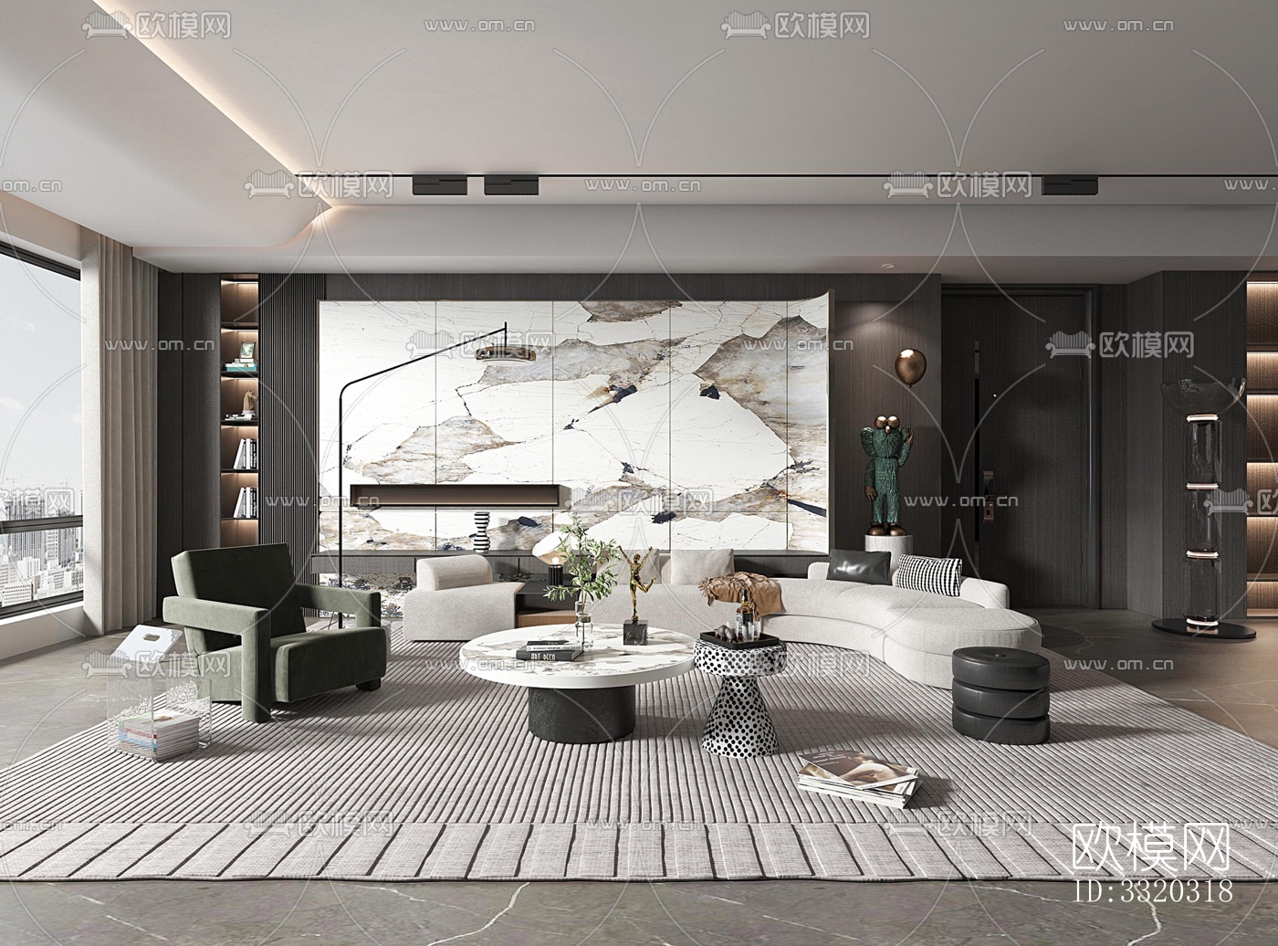 现代客厅效果图下载（渲染图1）