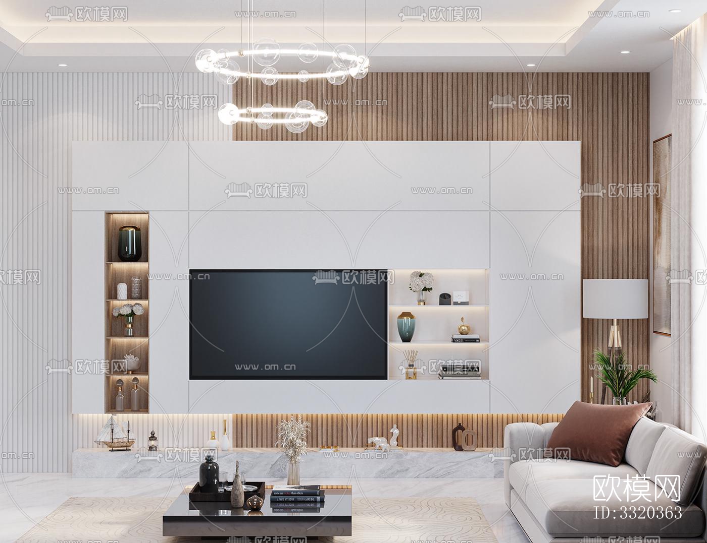 现代客厅效果图下载（渲染图4）