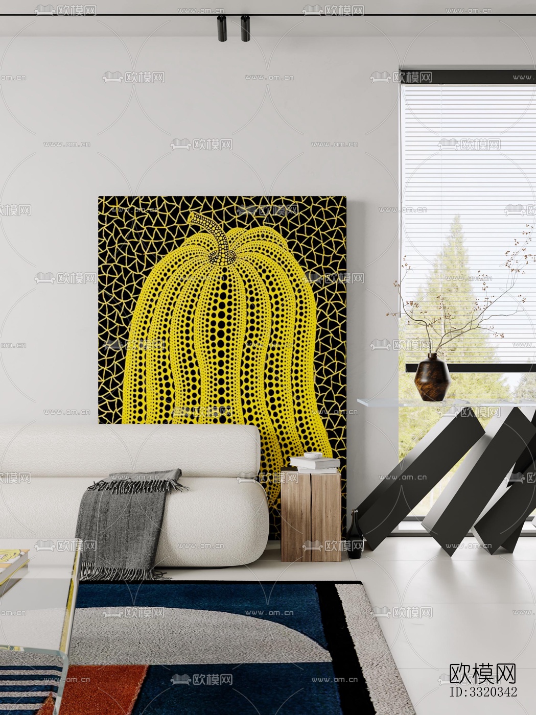 现代客厅效果图下载（渲染图4）