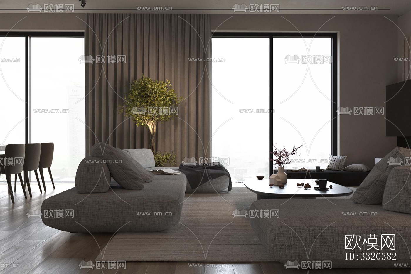 现代客厅效果图下载（渲染图6）