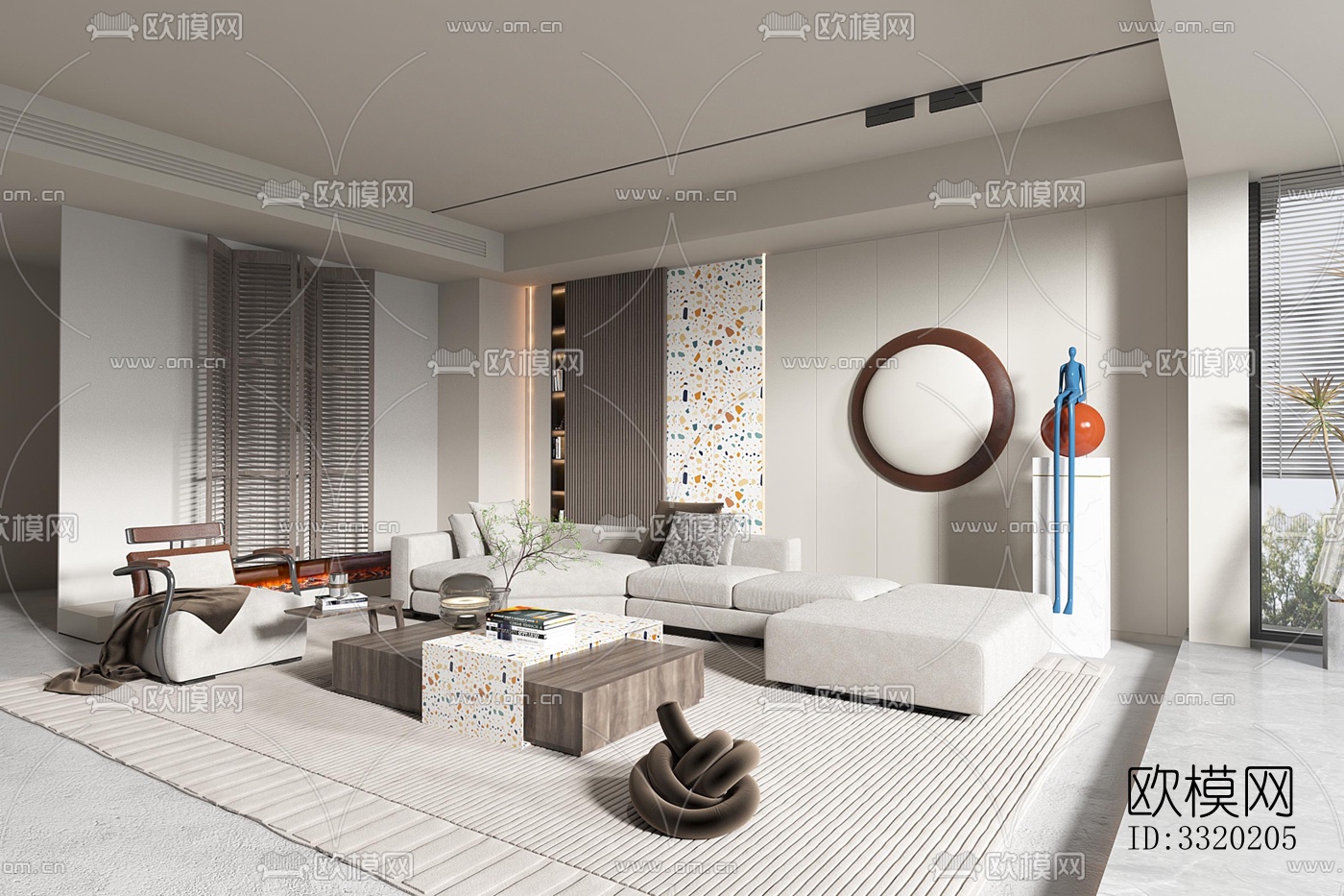 现代客厅效果图下载（渲染图3）
