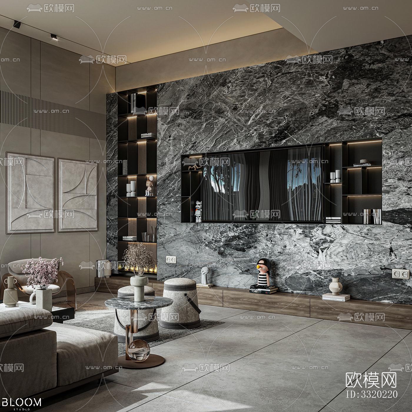 现代客厅效果图下载（渲染图9）