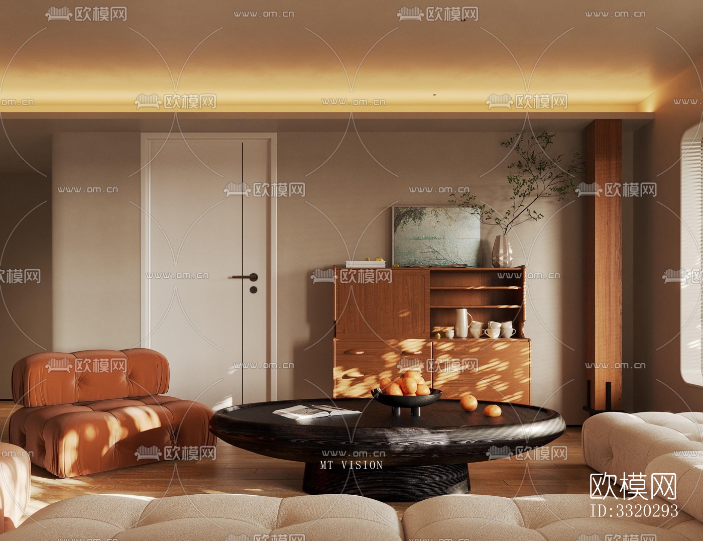 现代客厅效果图下载（渲染图4）