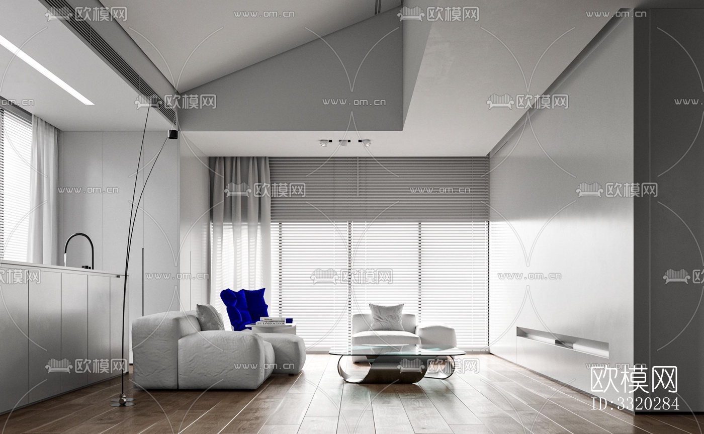 现代客厅效果图下载（渲染图3）