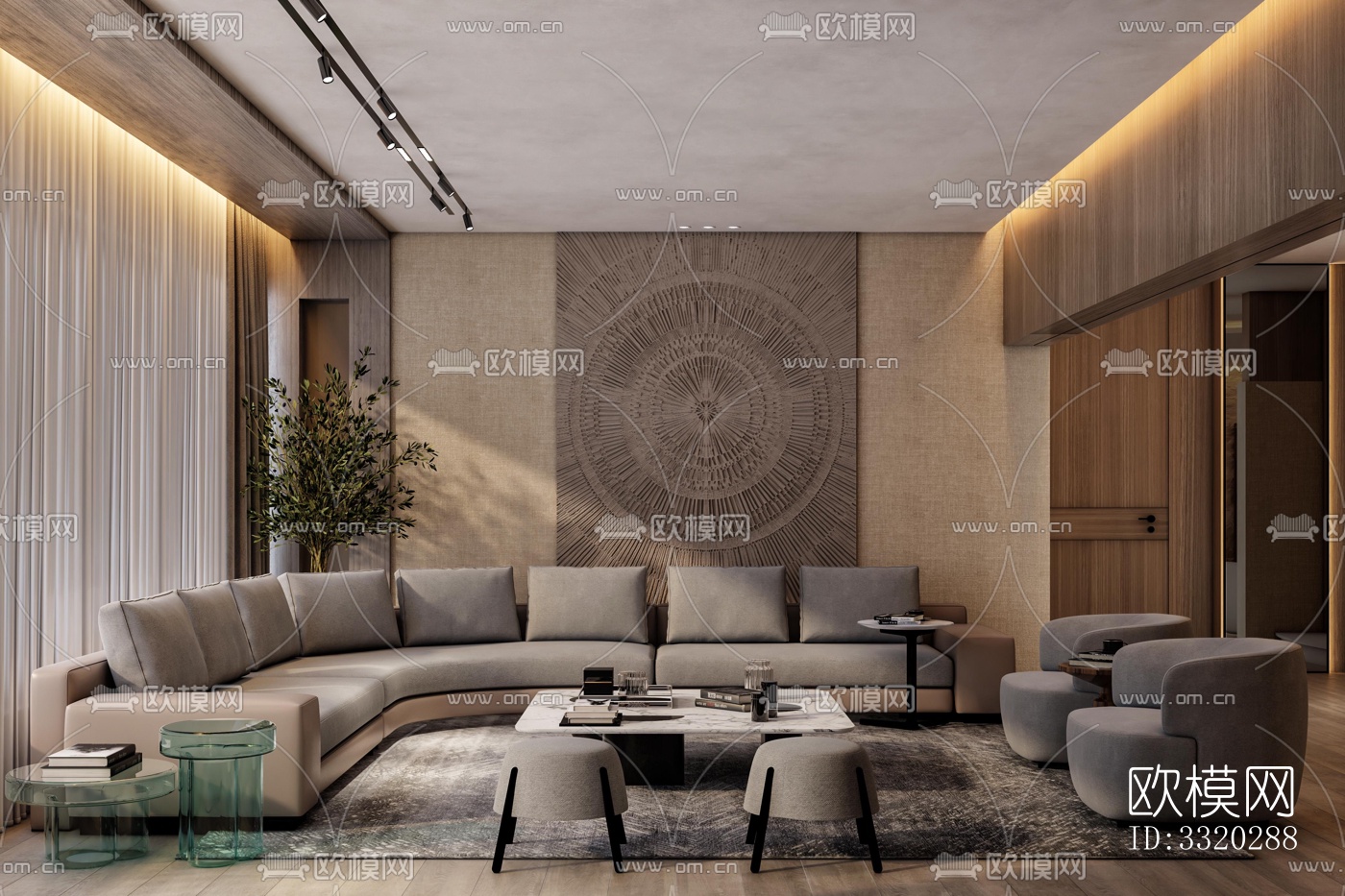 现代客厅效果图下载（渲染图1）