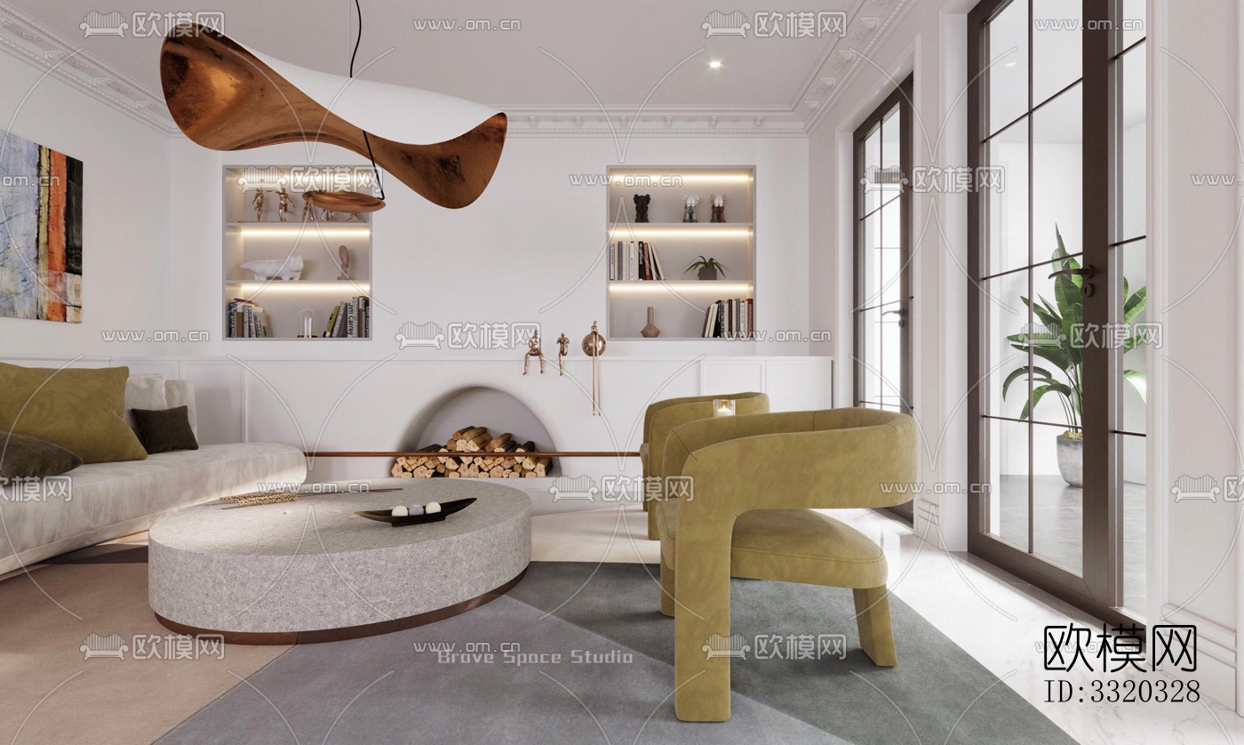 现代客厅效果图下载（渲染图5）
