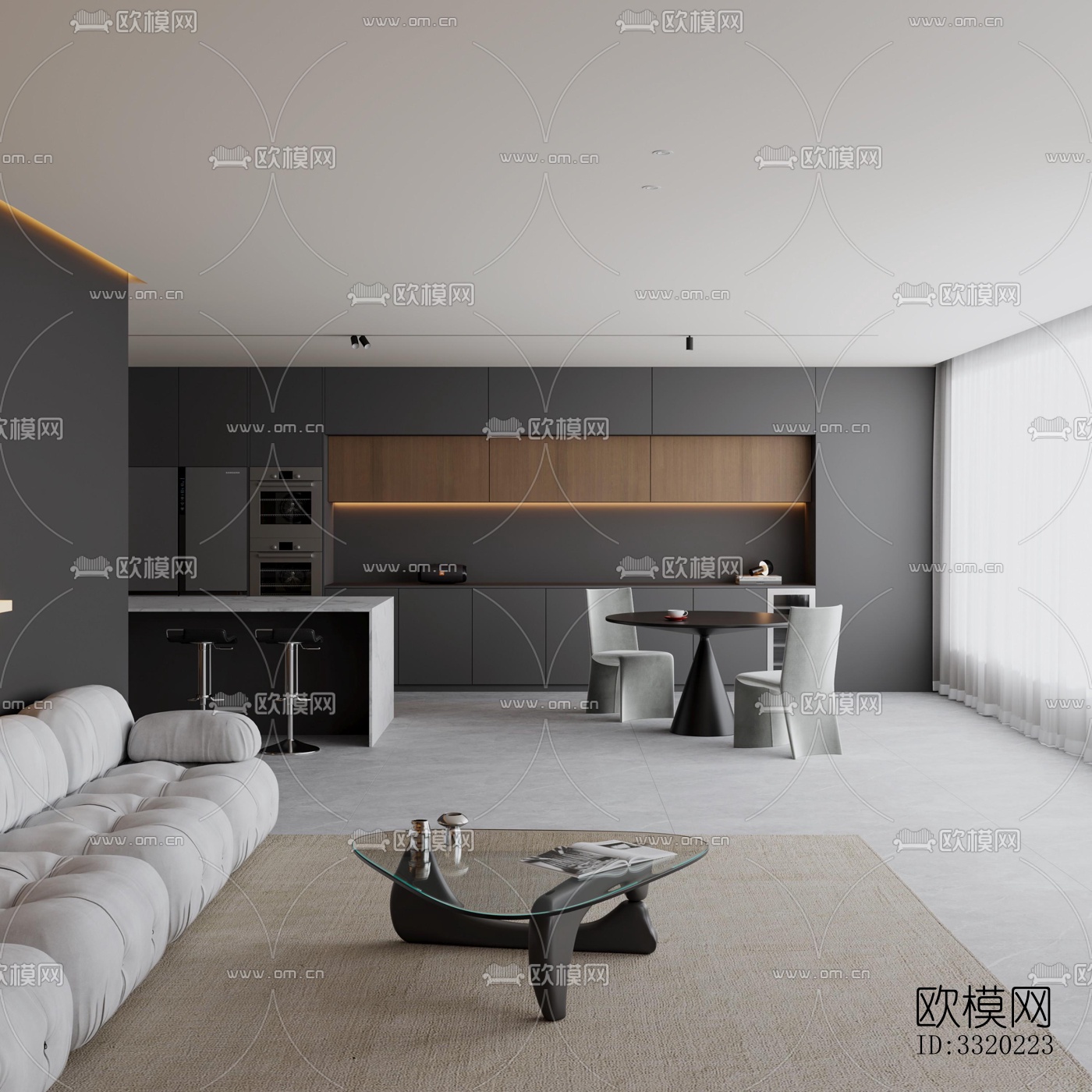 现代客厅效果图下载（渲染图3）