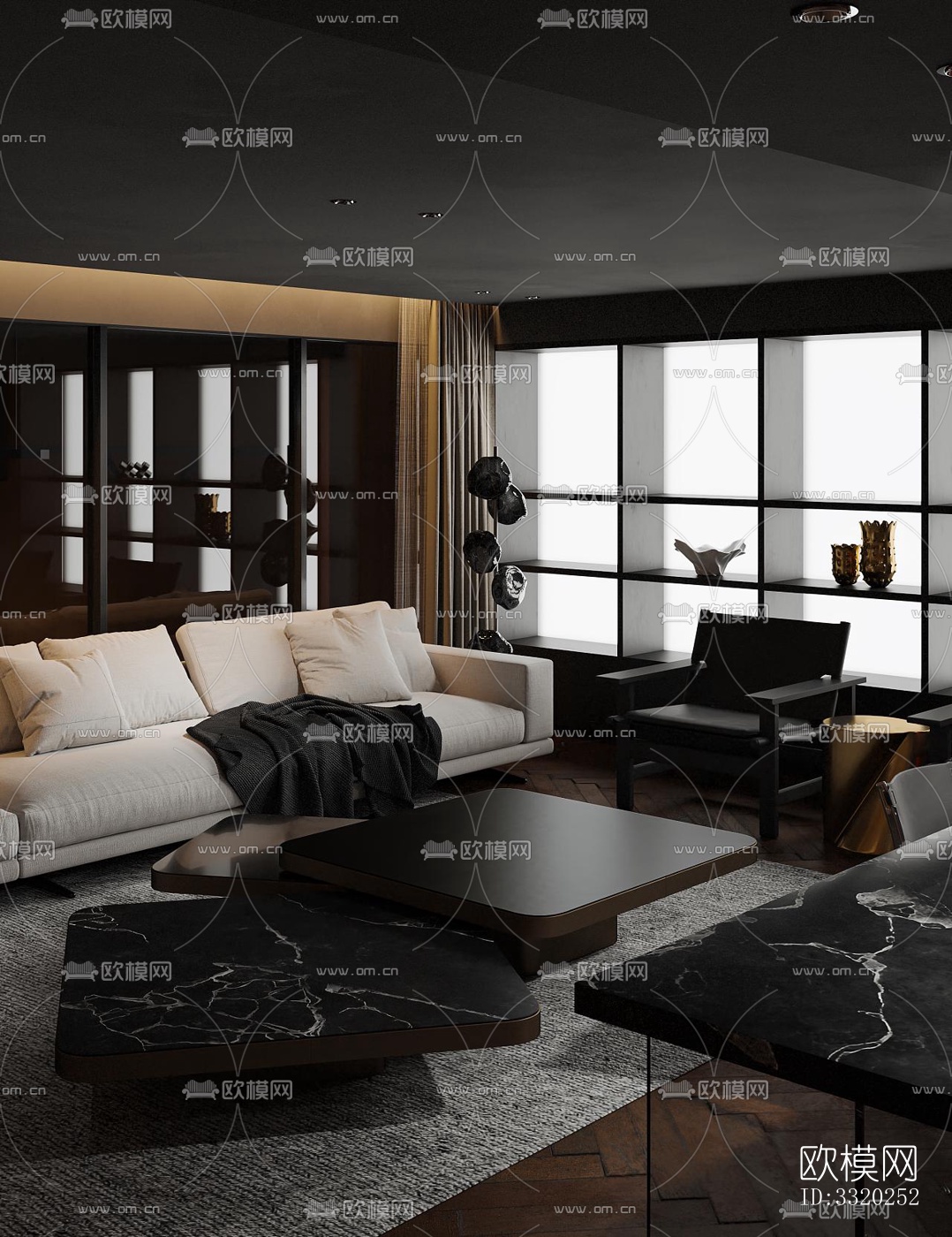 现代客厅效果图下载（渲染图2）