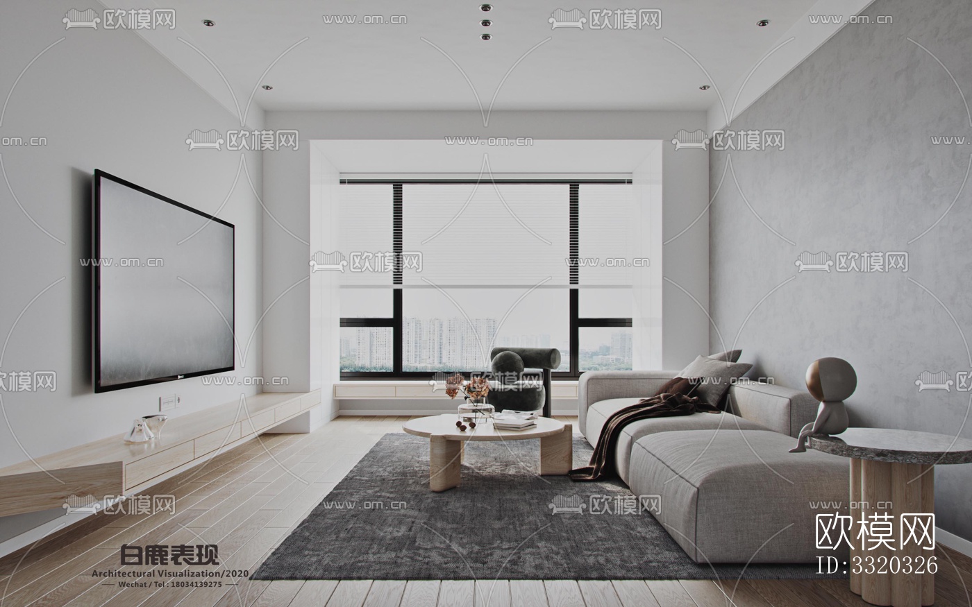 现代客厅效果图下载（渲染图4）