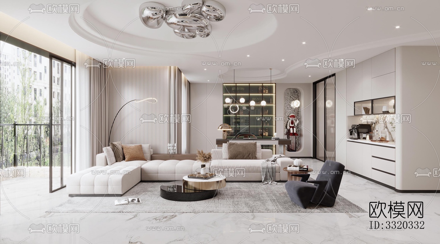 现代客厅效果图下载（渲染图1）