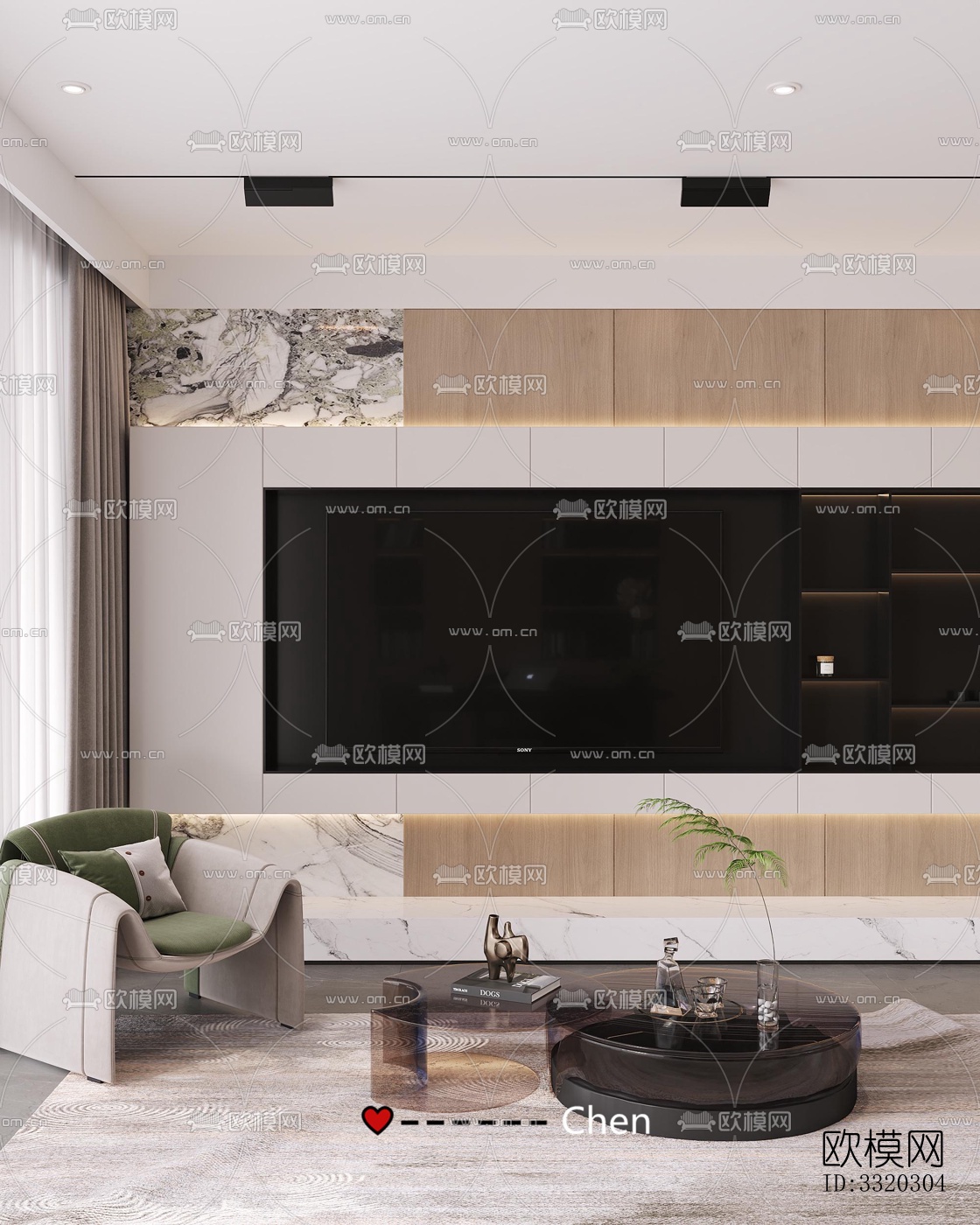 现代客厅效果图下载（渲染图4）