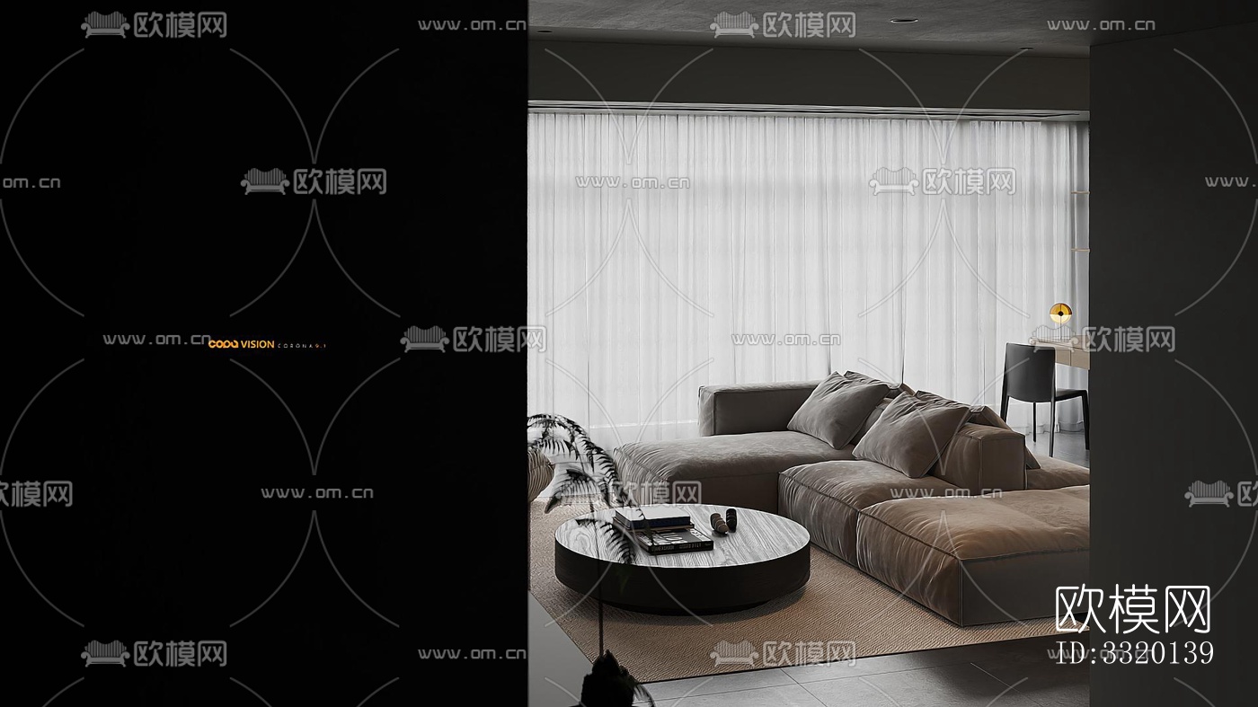 现代客厅效果图下载（渲染图8）