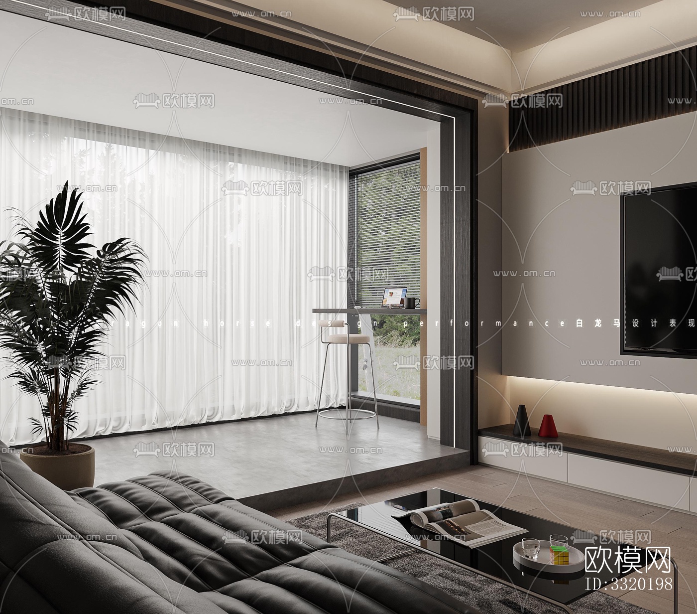 现代客厅效果图下载（渲染图2）