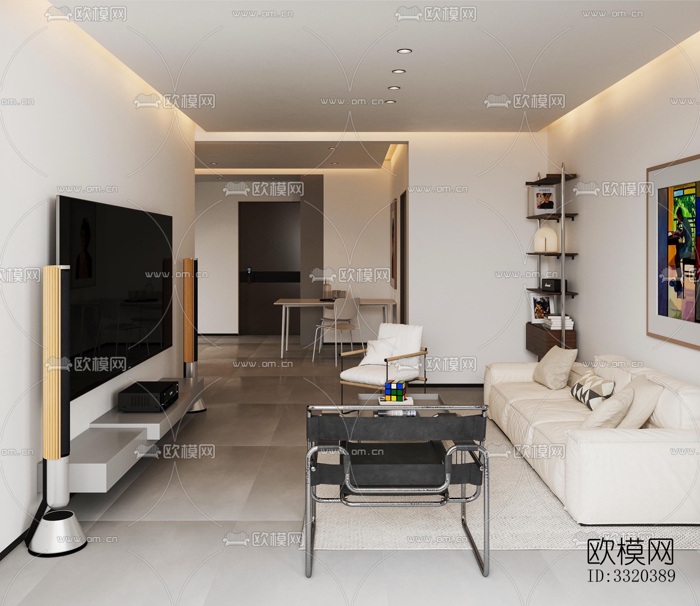 现代客厅效果图下载（渲染图2）