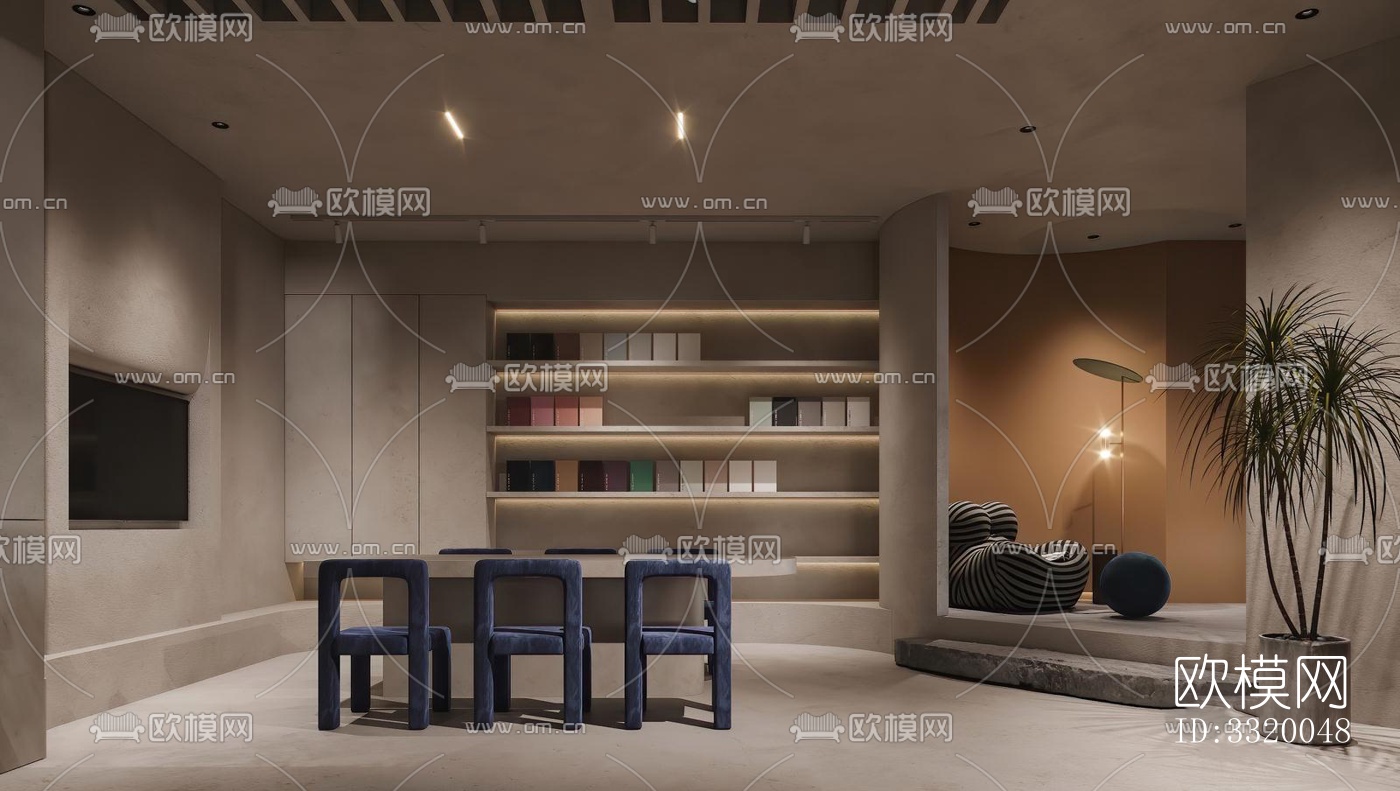 侘寂展览展厅效果图下载（渲染图3）