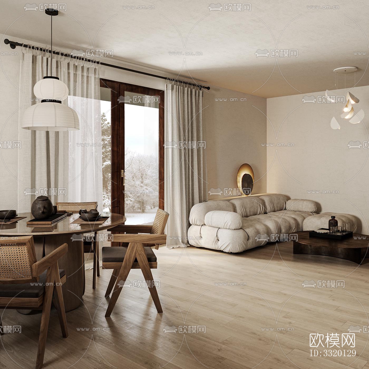 现代客厅效果图下载（渲染图2）