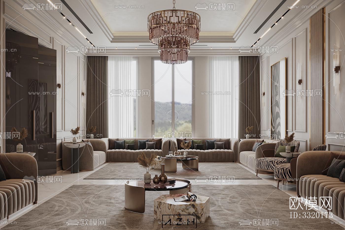 现代客厅效果图下载（渲染图7）