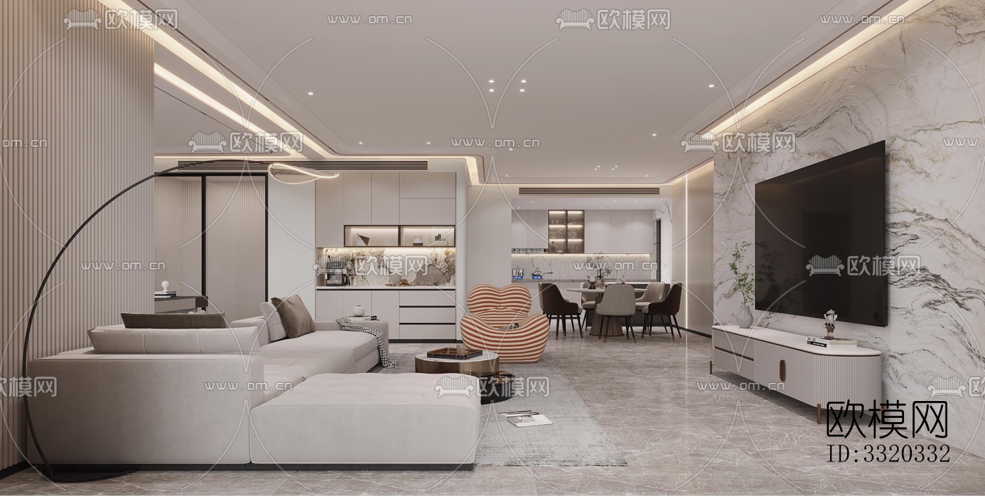 现代客厅效果图下载（渲染图5）