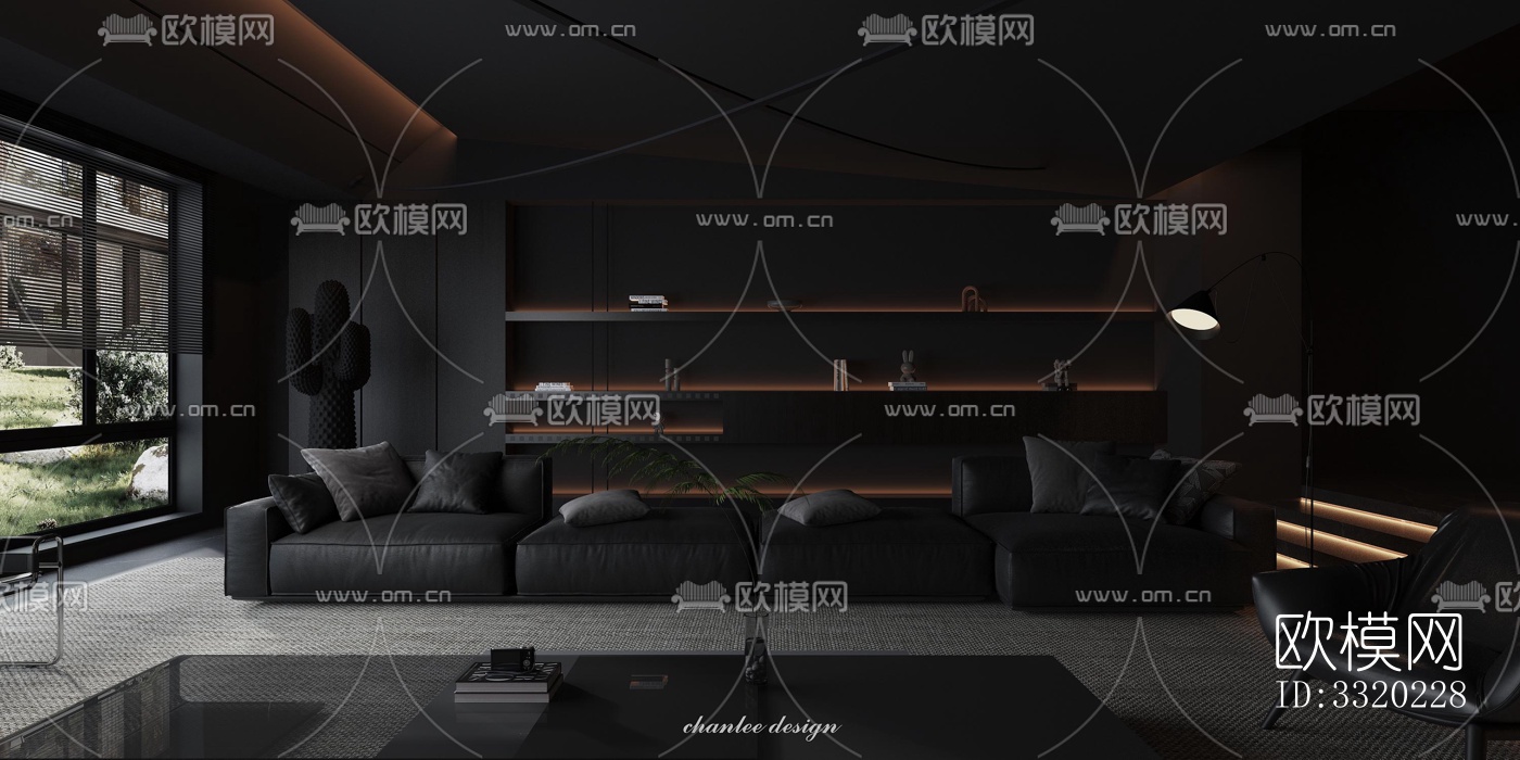 现代客厅效果图下载（渲染图4）