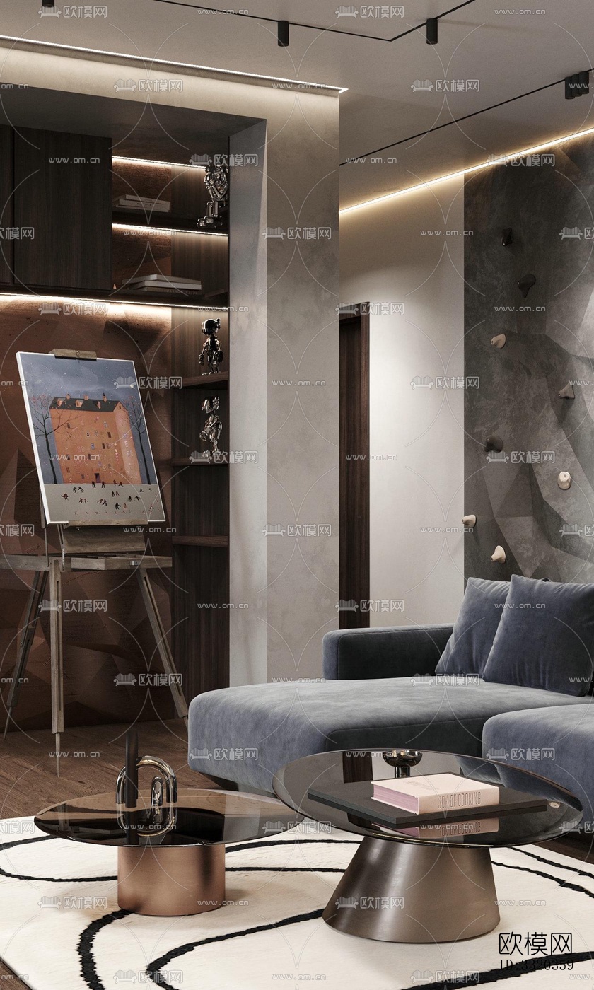 现代客厅效果图下载（渲染图4）