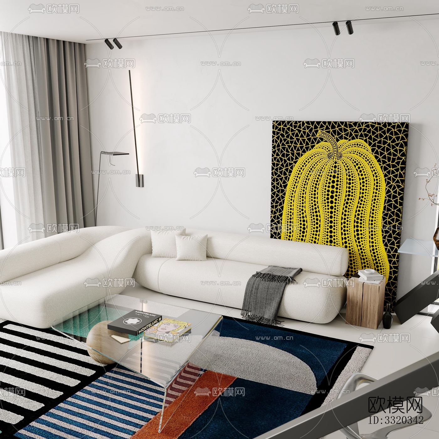 现代客厅效果图下载（渲染图1）