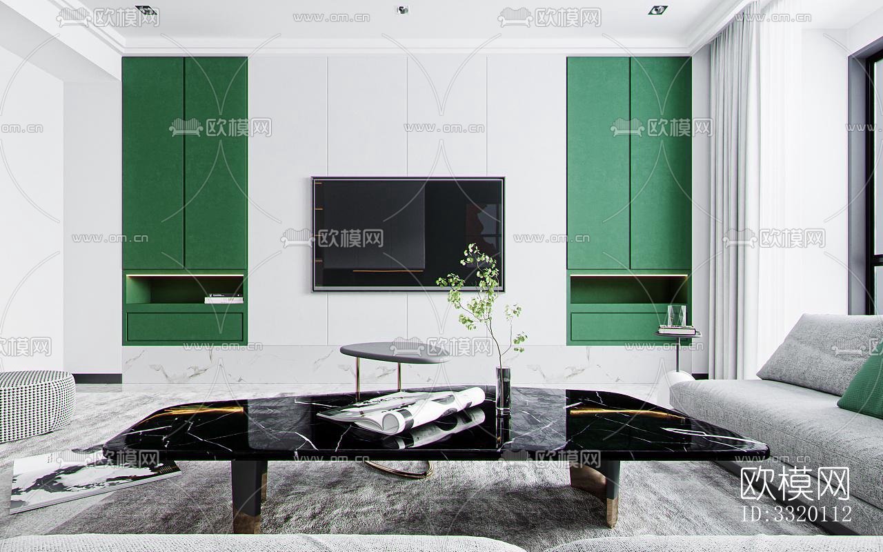 现代客厅效果图下载（渲染图3）