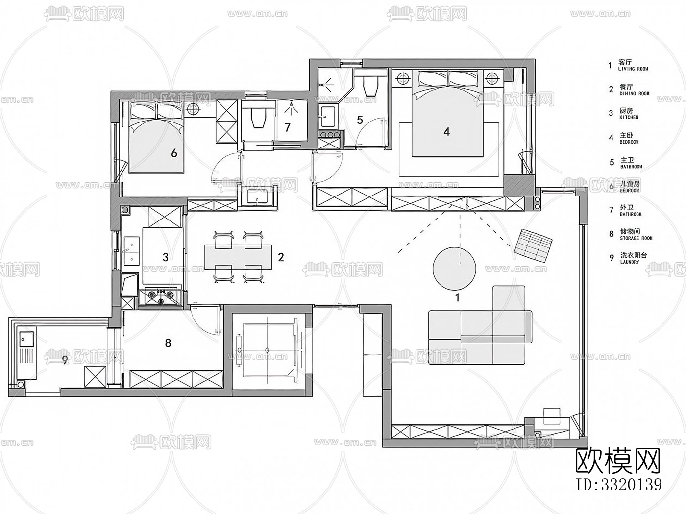 现代客厅效果图下载（渲染图1）
