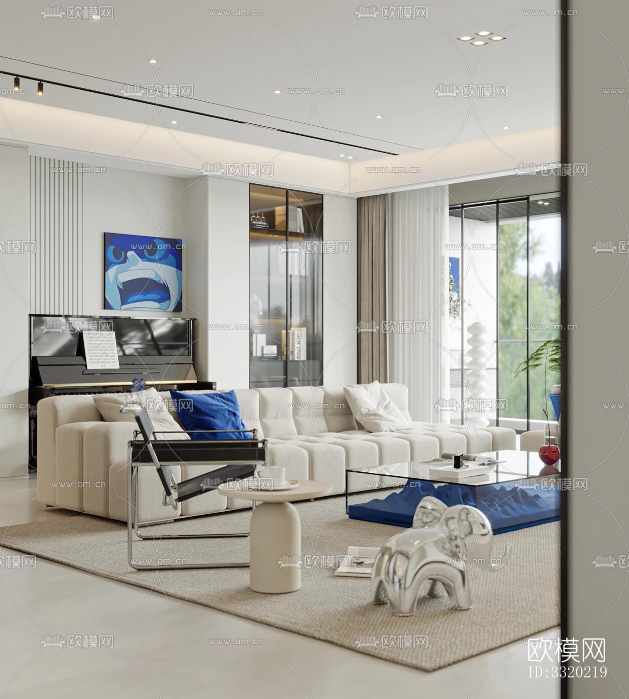 现代客厅效果图下载（渲染图3）