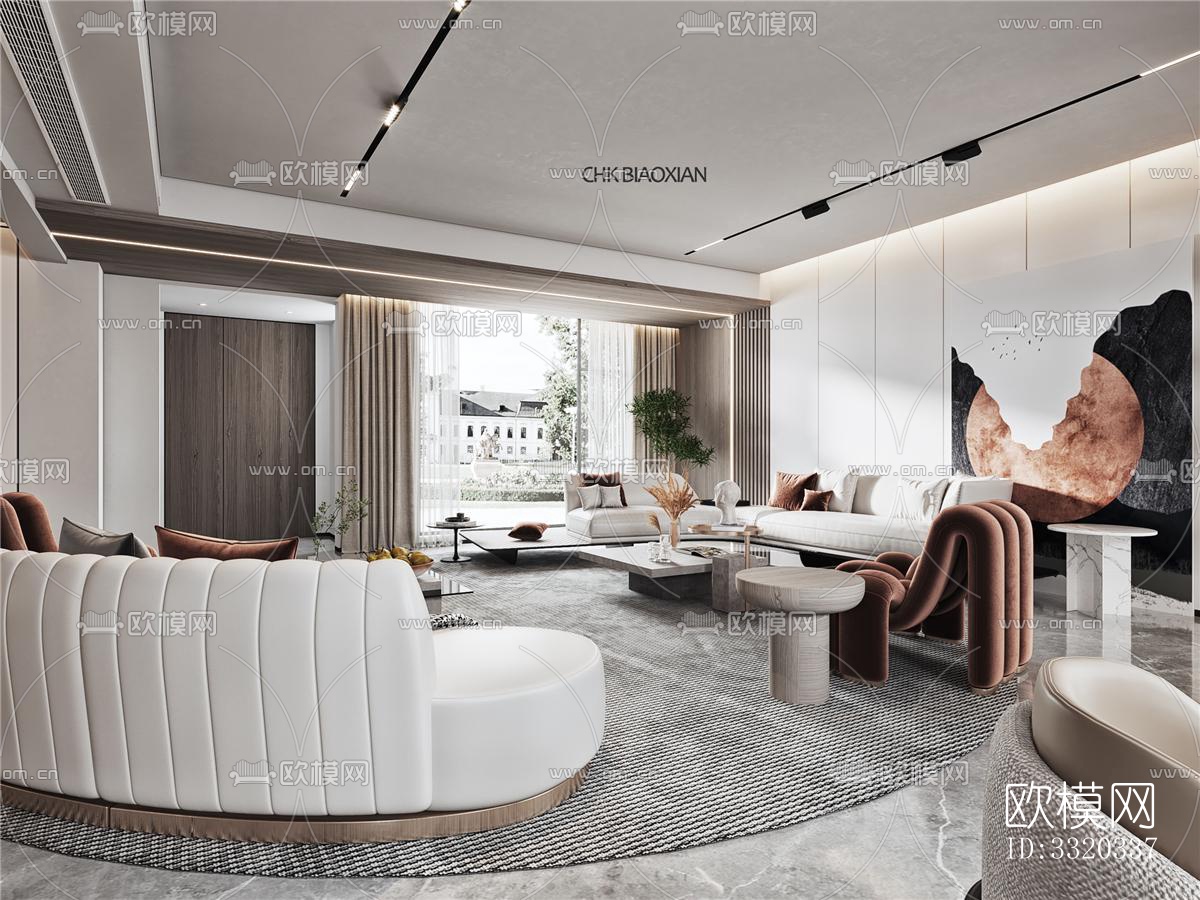 现代客厅效果图下载（渲染图4）