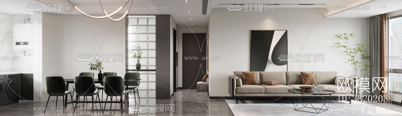 现代客厅效果图下载（渲染图4）