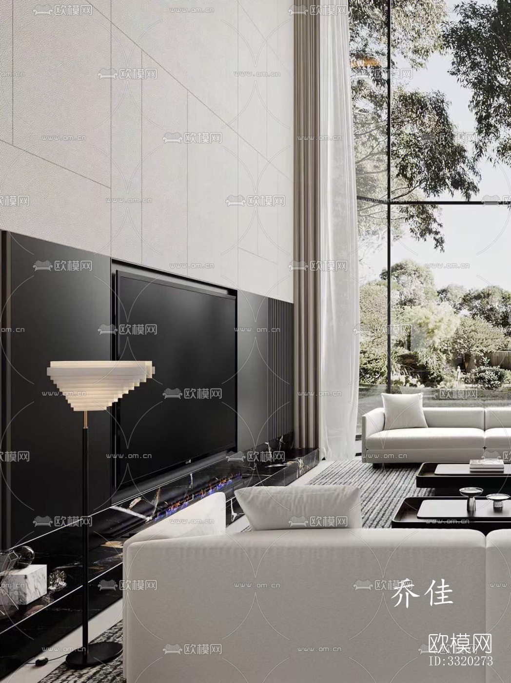 现代客厅效果图下载（渲染图3）