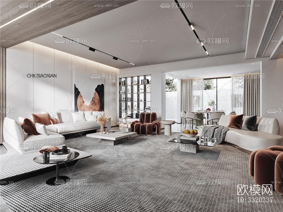 现代客厅效果图下载（渲染图5）