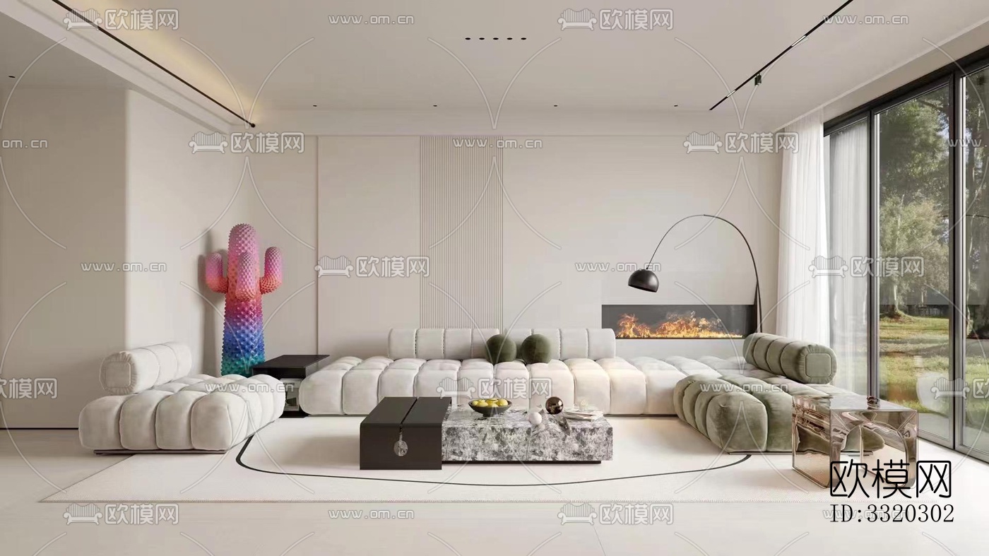 现代客厅效果图下载（渲染图1）