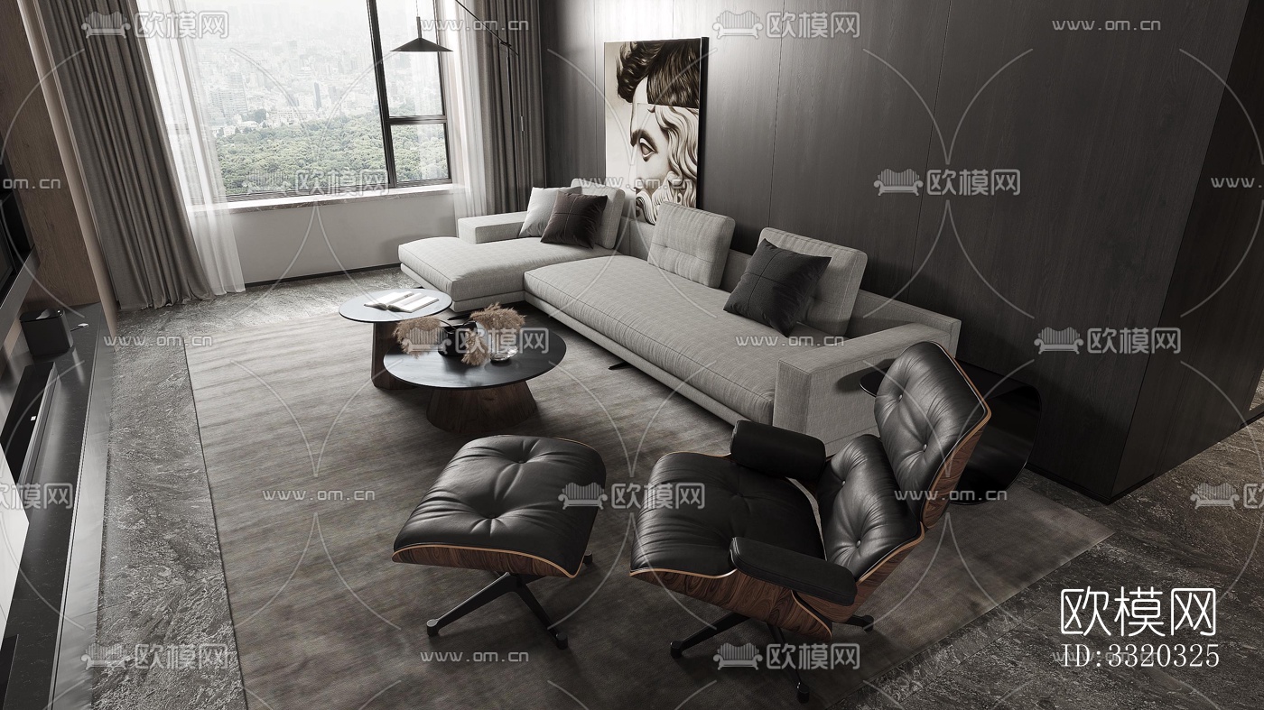 现代客厅效果图下载（渲染图2）