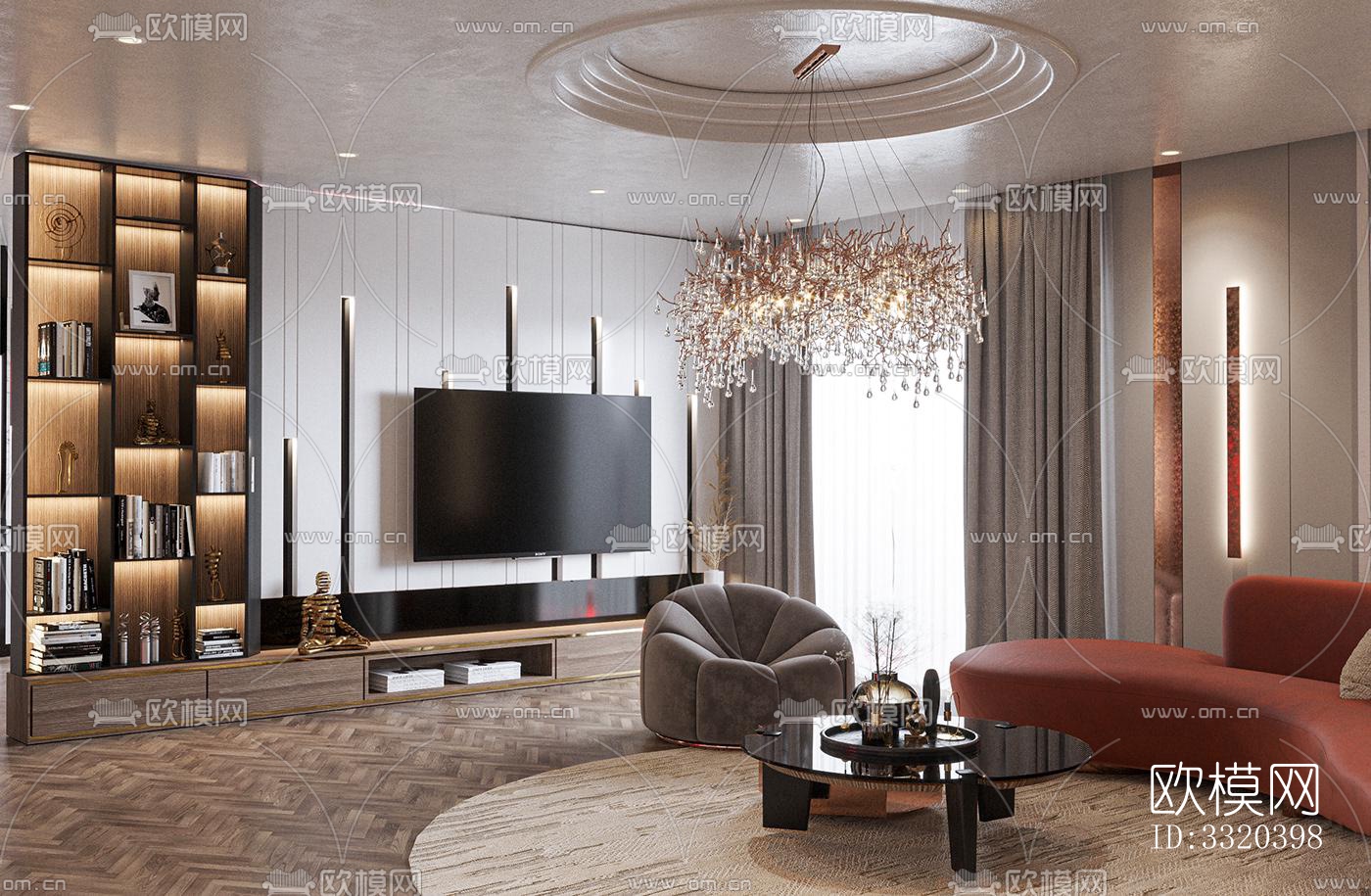 现代客厅效果图下载（渲染图5）