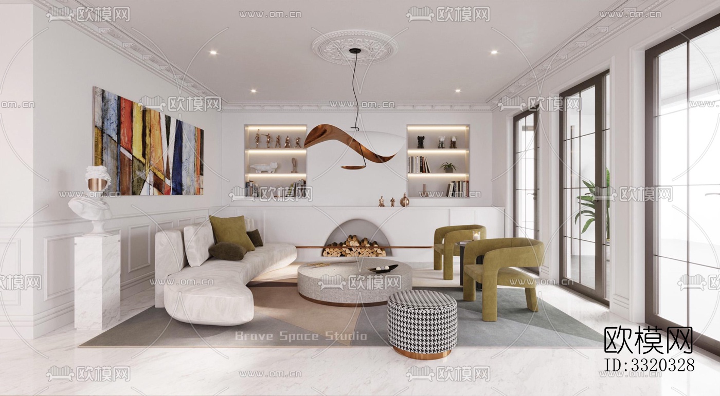现代客厅效果图下载（渲染图1）