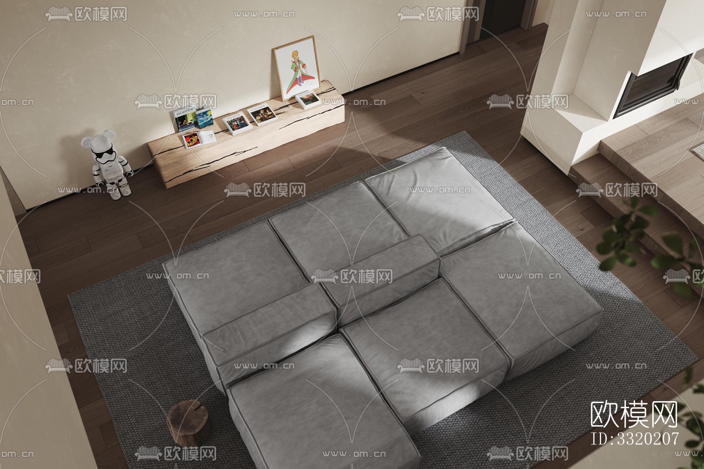 现代客厅效果图下载（渲染图1）