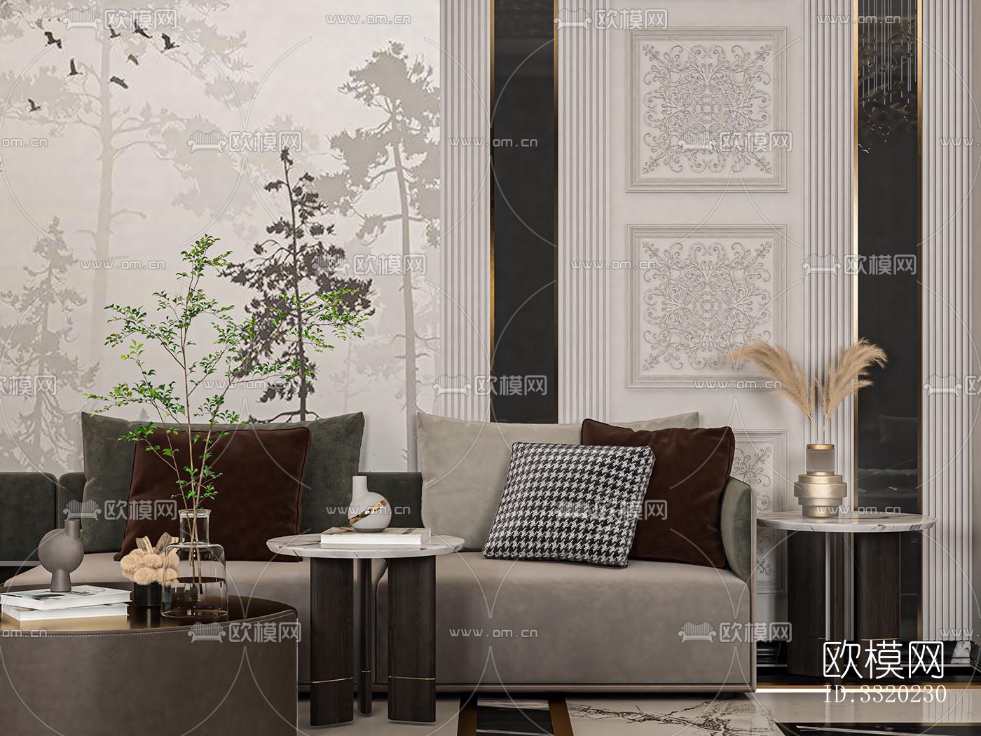 现代客厅效果图下载（渲染图4）