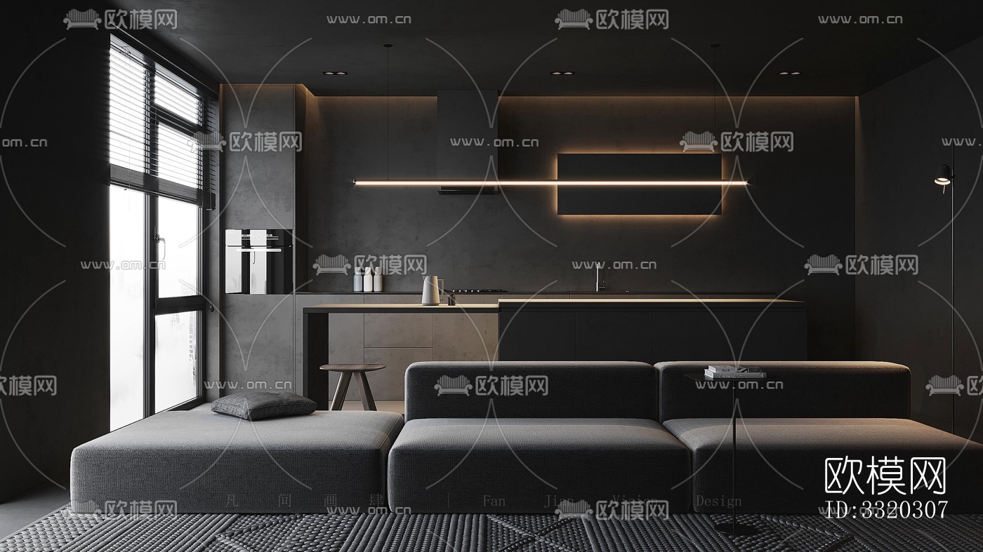 现代客厅效果图下载（渲染图2）