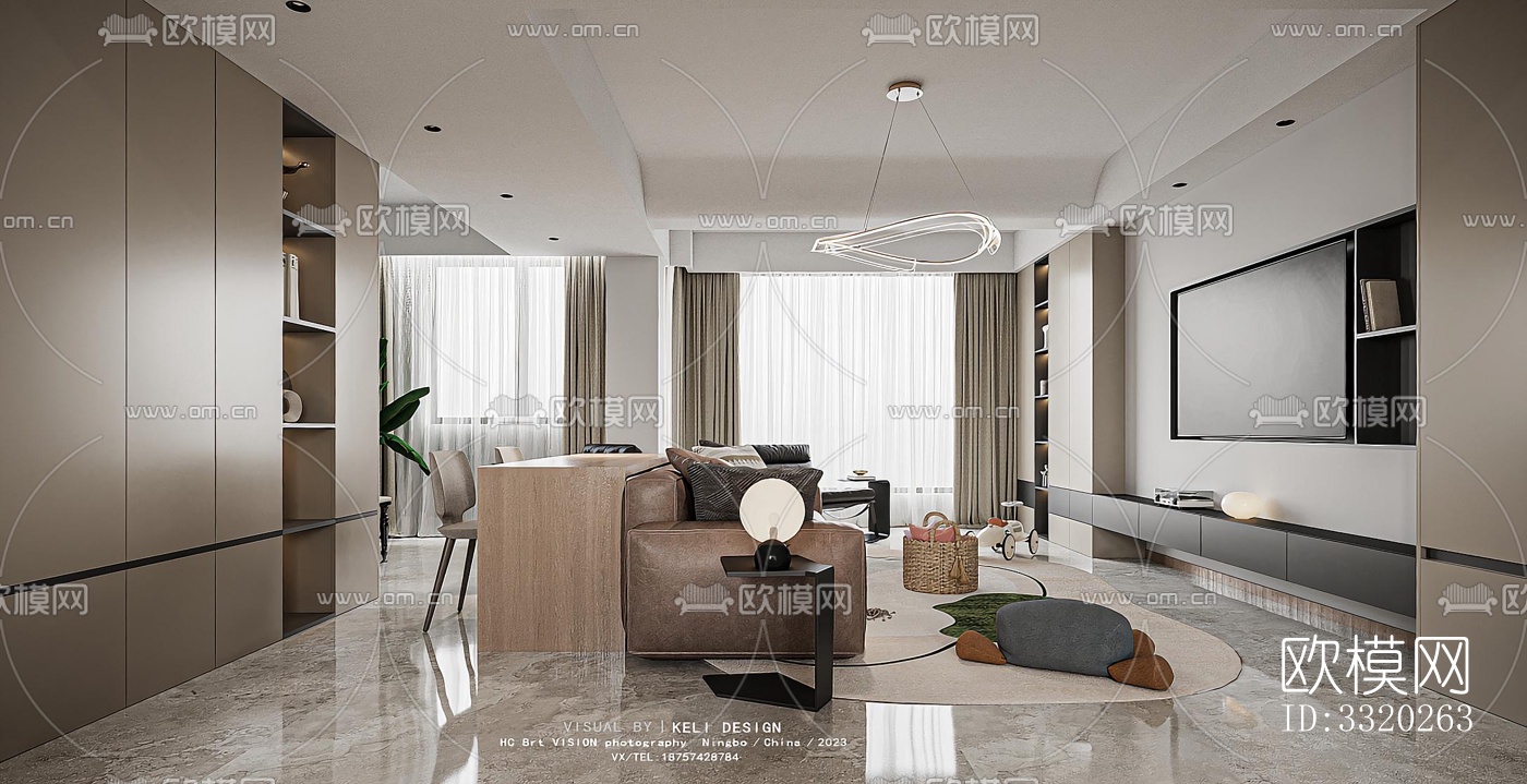 现代客厅效果图下载（渲染图3）