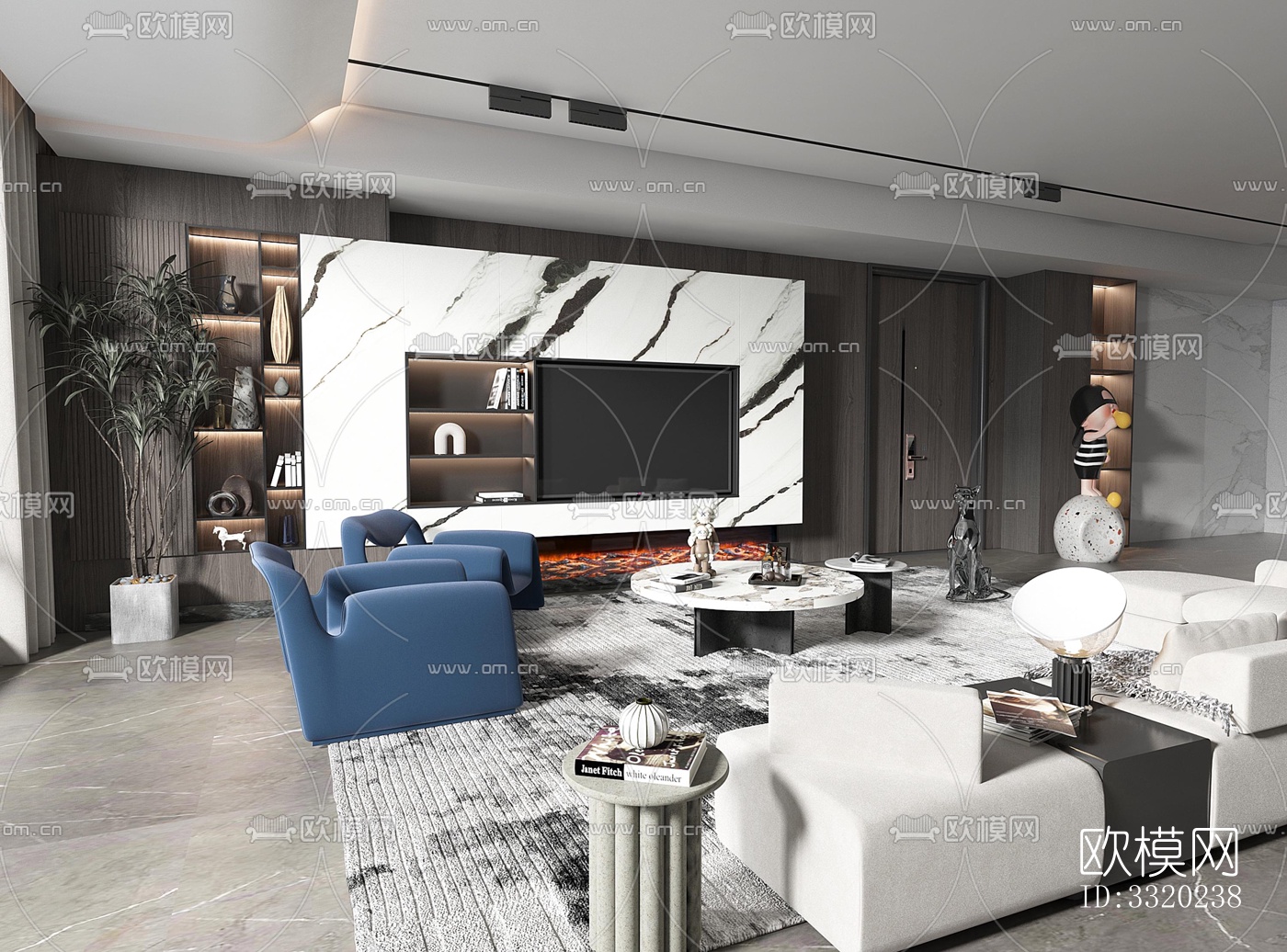 现代客厅效果图下载（渲染图3）