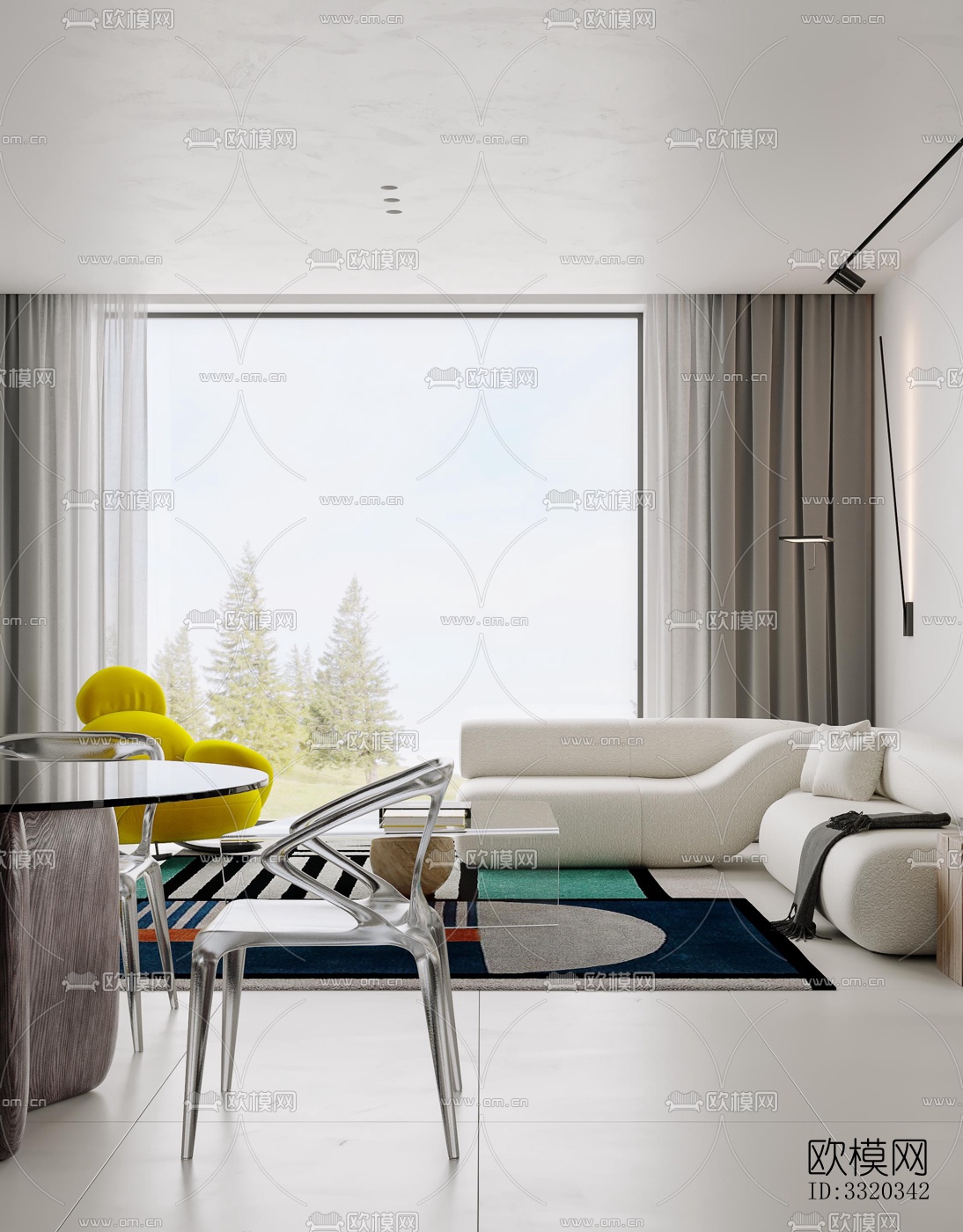 现代客厅效果图下载（渲染图3）